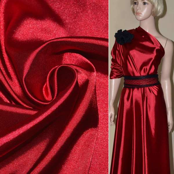 Атлас стрейч красный, ш.150