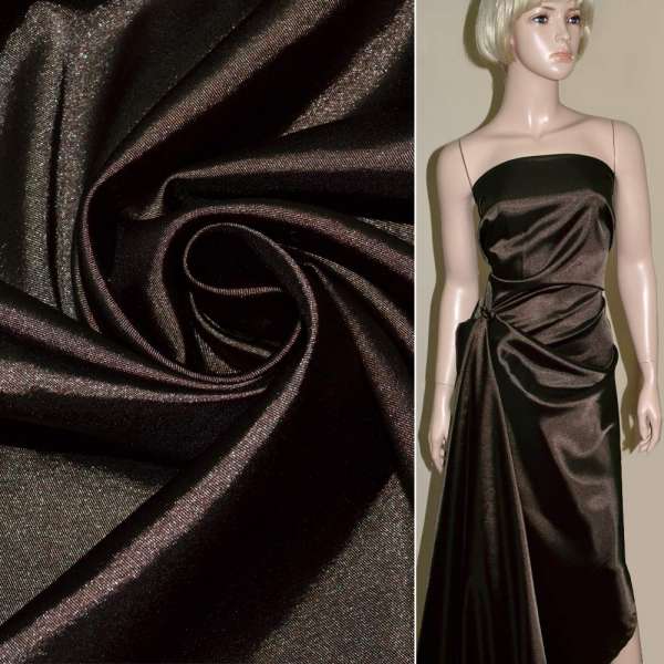 Атлас стрейч коричневый, ш.150