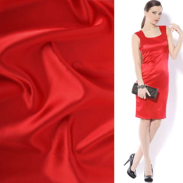 Атлас стрейч шамус червоний яскравий, ш.150