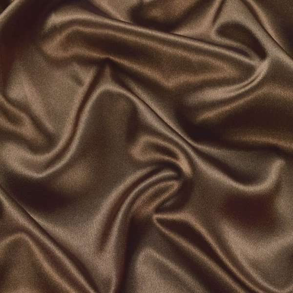 Атлас стрейч шамус коричневий з перламутром, ш.150