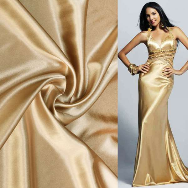 Атлас стрейч шамус бежевий, ш.150