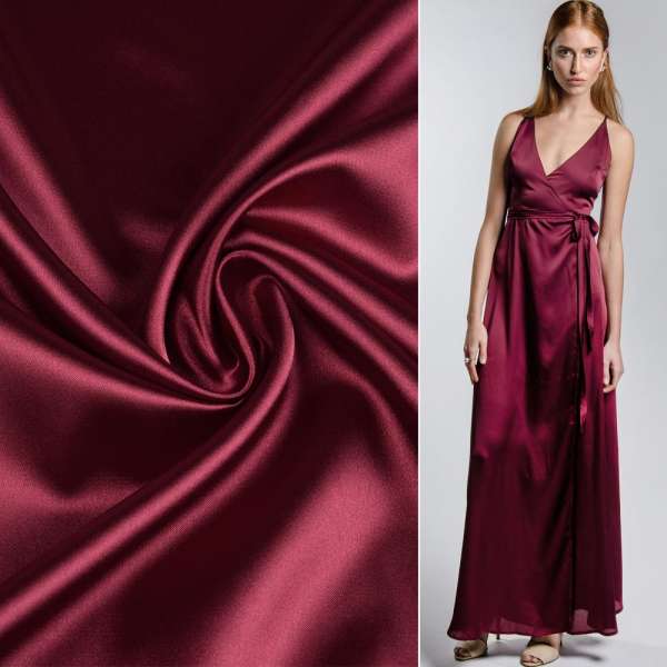 Атлас стрейч шамус коричнево-червоний, ш.150