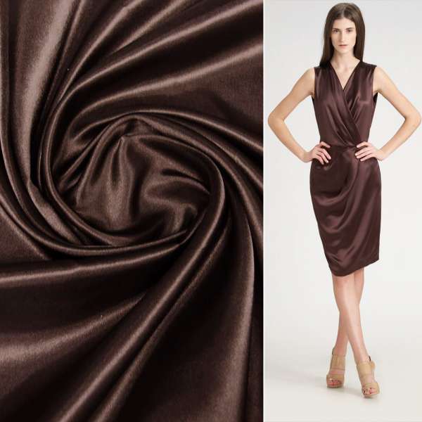 Атлас стрейч шамус коричневий, ш.150