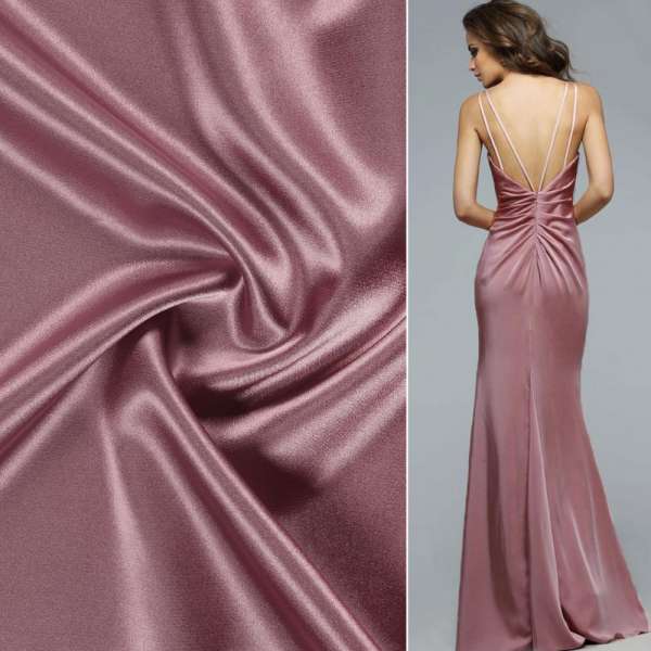 Атлас стрейч шамус бузковий перламутр, ш.150