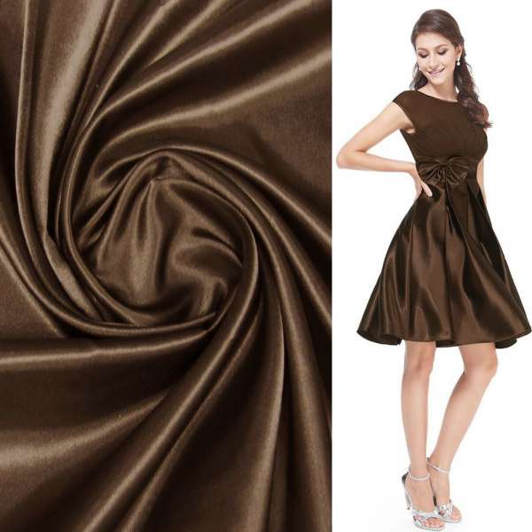 Атлас стрейч шамус коричневий, ш.150