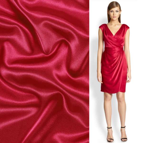 Атлас стрейч шамус вишневий світлий, ш.150