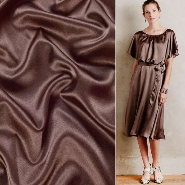 Атлас стрейч шамус шоколадний, ш.150