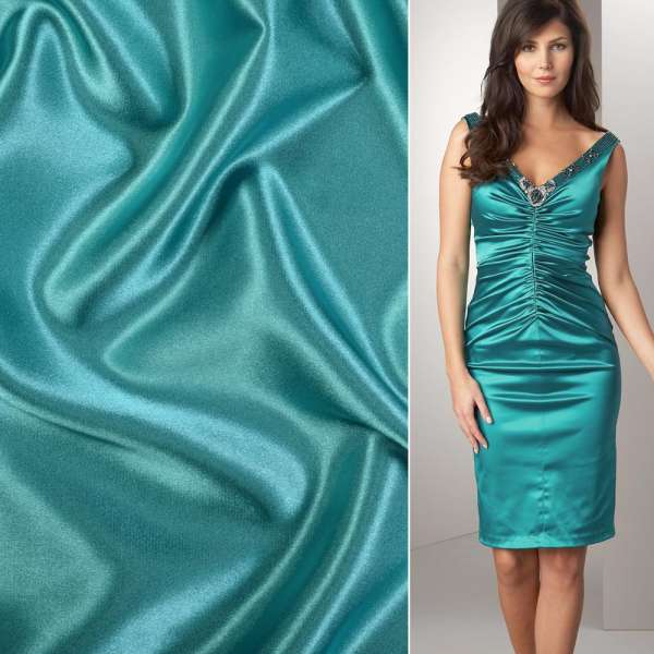 Атлас стрейч шамус бірюзовий, ш.150