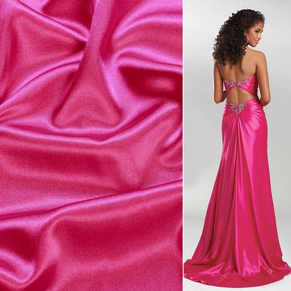 Атлас стрейч шамус малиново-рожевий, ш.150