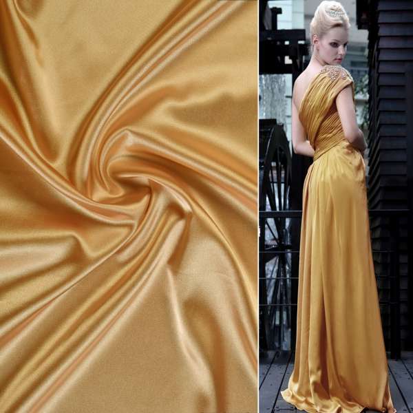 Атлас стрейч шамус золотистий темний, ш.150