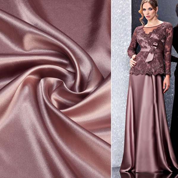 Атлас стрейч шамус бузково-каштановий, ш.150