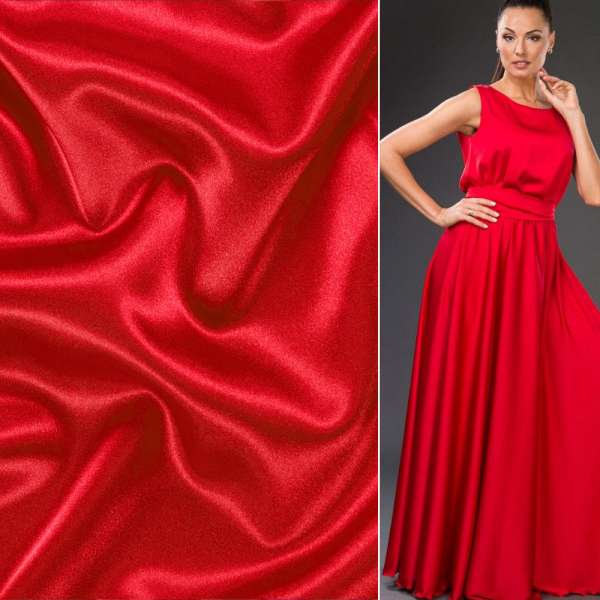 Атлас стрейч шамус червоний темний, ш.150