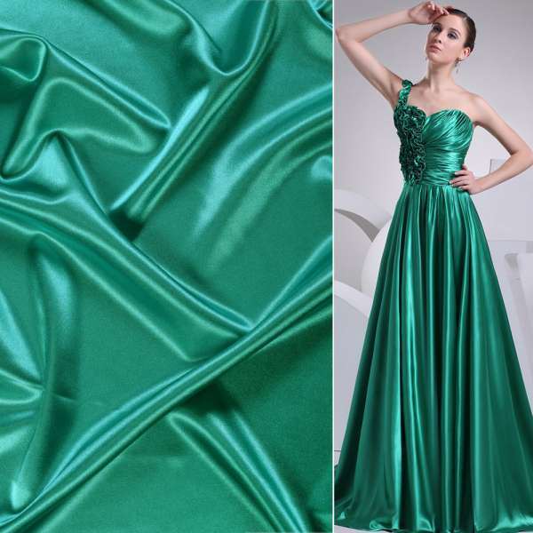 Атлас стрейч шамус зелений смарагдовий, ш.150