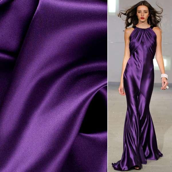 Атлас стрейч шамус фіолетовий темний, ш.150