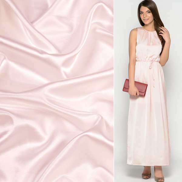 Атлас стрейч шамус молочно-рожевий, ш.150