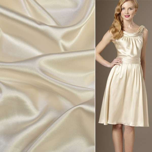 Атлас стрейч шамус молочно-бежевий, ш.150