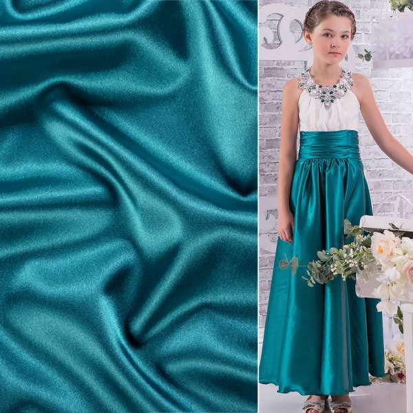 Атлас стрейч шамус бірюзовий темний, ш.150