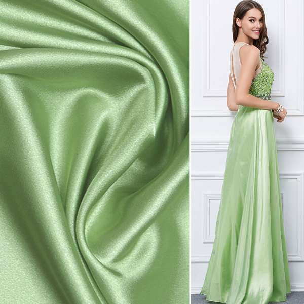 Атлас стрейч шамус салатовий, ш.150