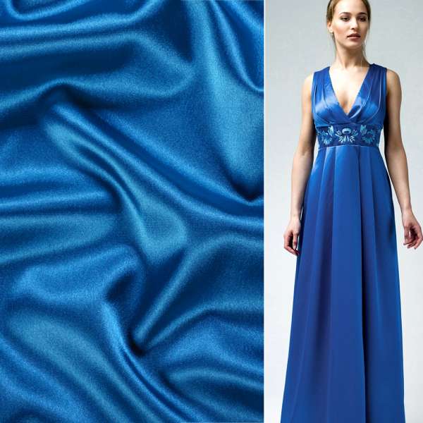 Атлас стрейч шамус синій світлий, ш.150