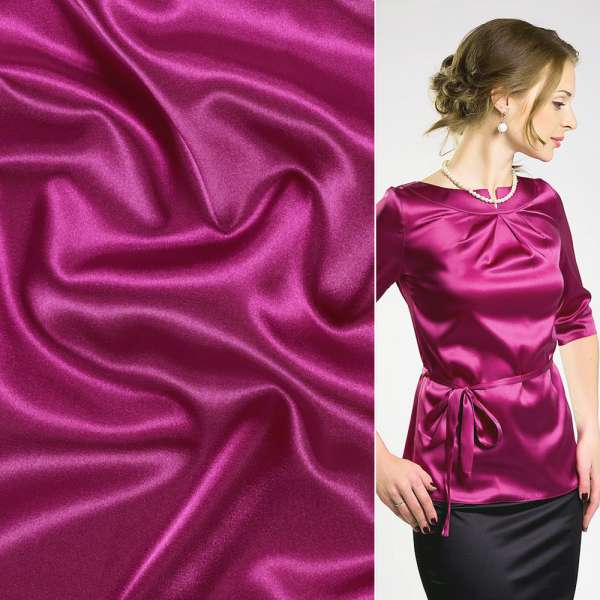 Атлас стрейч шамус малиновий темний, ш.150