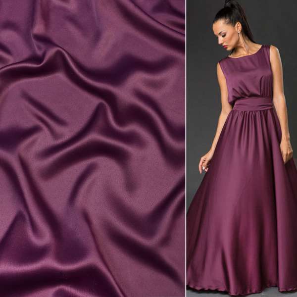 Шовк японський стрейч бузковий темний, ш.150