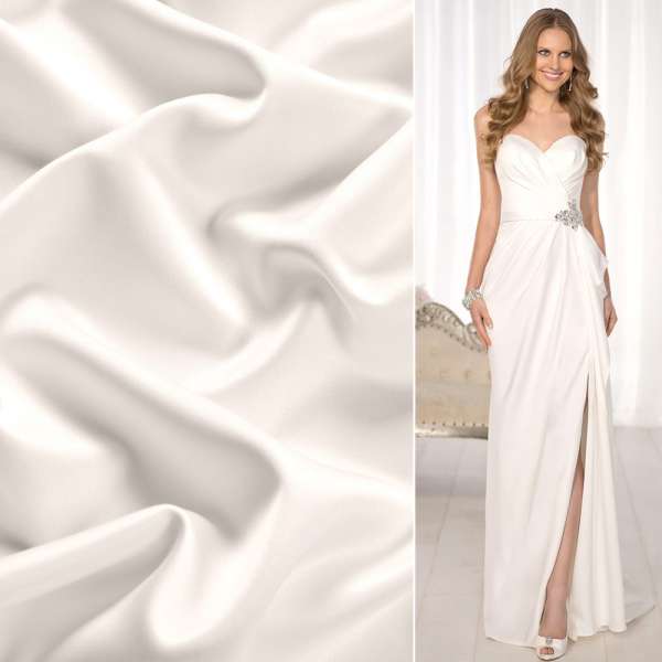 Шовк японський стрейч молочний з кремовим відтінком, ш.150