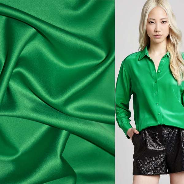 Шовк японський стрейч зелений (весняний), ш.150