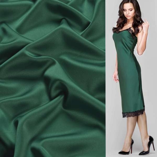 Шовк японський стрейч зелений темний, ш.150