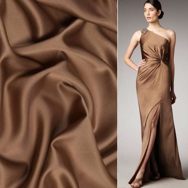 Шелк японский стрейч коричневый светлый, ш.150