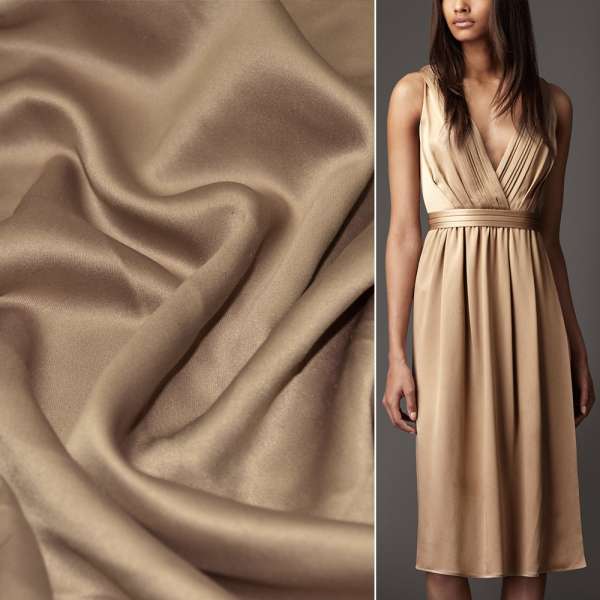 Шовк японський стрейч молочний шоколад, ш.150