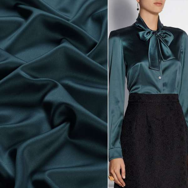 Шовк японський стрейч бірюзовий темний, ш.150