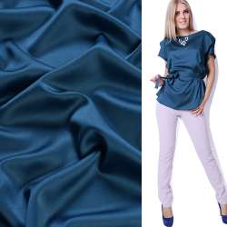 Шелк японский стрейч синий светлый с перламутром, ш.150