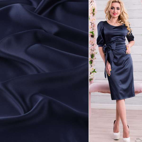 Шелк японский стрейч синий темный, ш.150