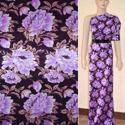 Атлас стрейч шамус темно-сиреневый в светло-сиреневые ш.120