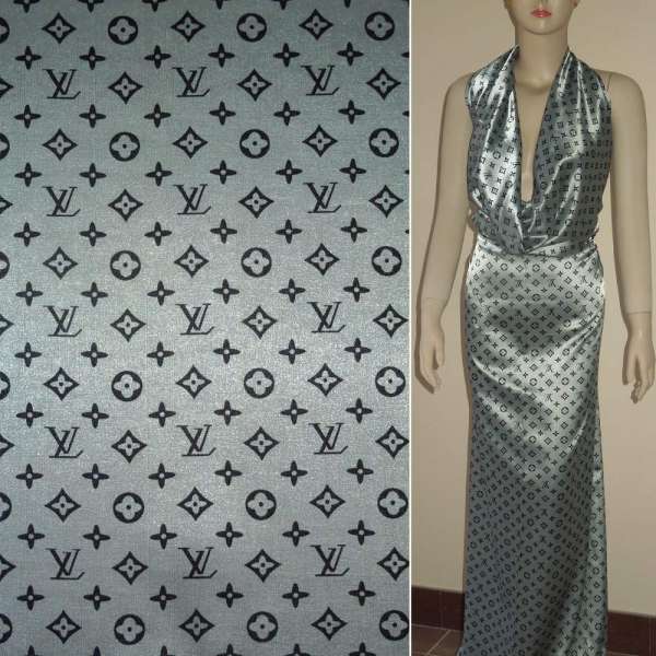 Атлас стрейч светло-серый с логотипом XI ш.120