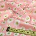 Шовк японський рожевий в біло-салатові квіти, ш.150