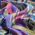 Шовк японський фіолетовий в салатово-бузковий абстрактний малюнок, ш.150
