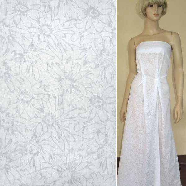 Батист деворе белый с астрами ш.150