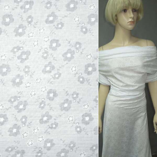 Батист деворе белый в мелкие ромашки ш.150