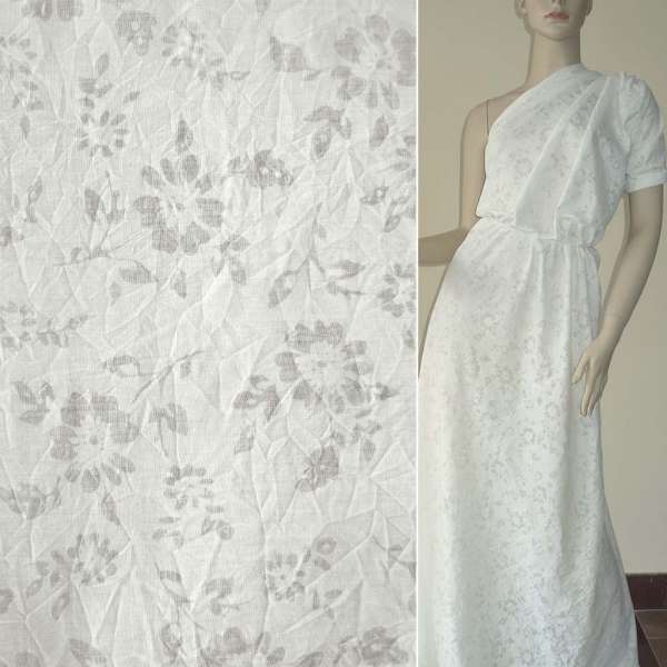 Батист деворе кремовый в цветы ш.140