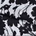 Батист деворе белый в черные цветы, ш.148