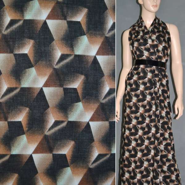 Батист диллон серый светлый с коричнево-черными ромбами ш.140