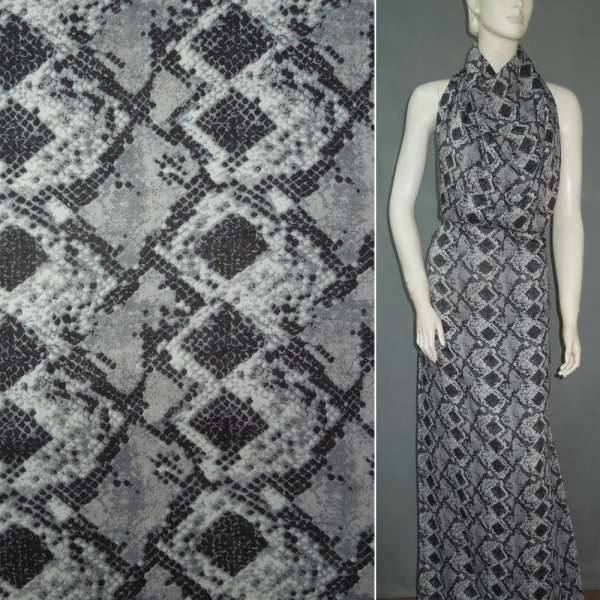 Батист диллон серо-черный принт рептилия ш.140