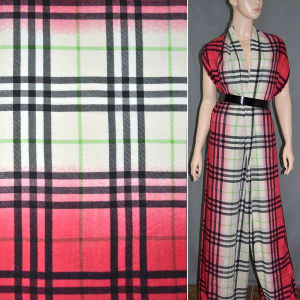 Батист диллон красно-бежевые полосы в черную клетку ш.140