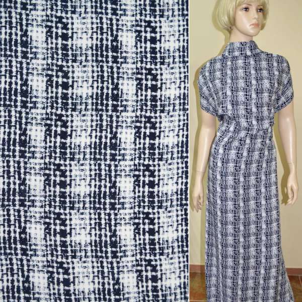 Батист диллон белый в темно-синюю клетку ш.140