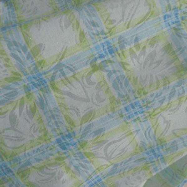 Батист белый в салатово-голубую клетку ш.140