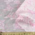 Батист з органзой білий з рожевими трояндами ш.145