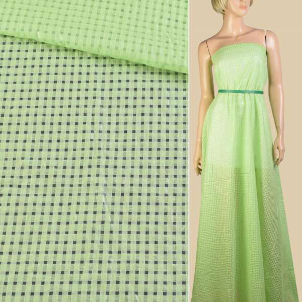 Батист зелений дрібні квадрати ш.140