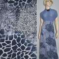 Вельвет стрейч животный принт синий, ш.140