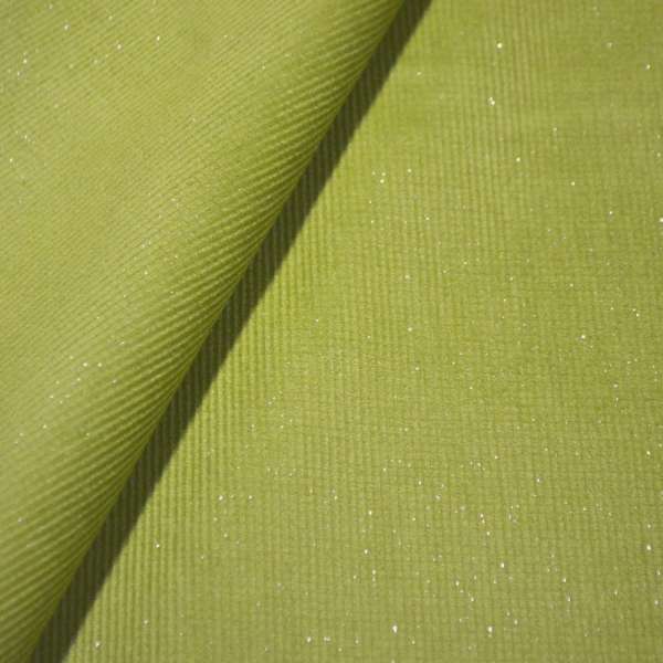 Микровельвет стрейч салатовый с серебряными блестками ш.140